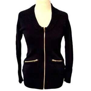 All Saints Cardigan Sweater Womens 6 BlackFull Zip Heavy Academia Preppy England